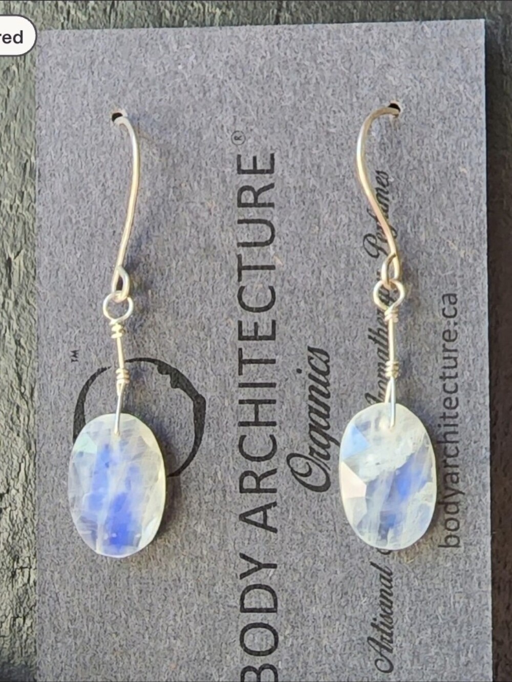 Earrings With moonstone & sterling silver  - faceted oval rainbow Cabochons